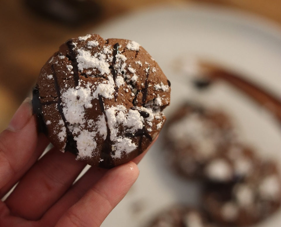Chocolate Chili Crisp Crinkle Cookies